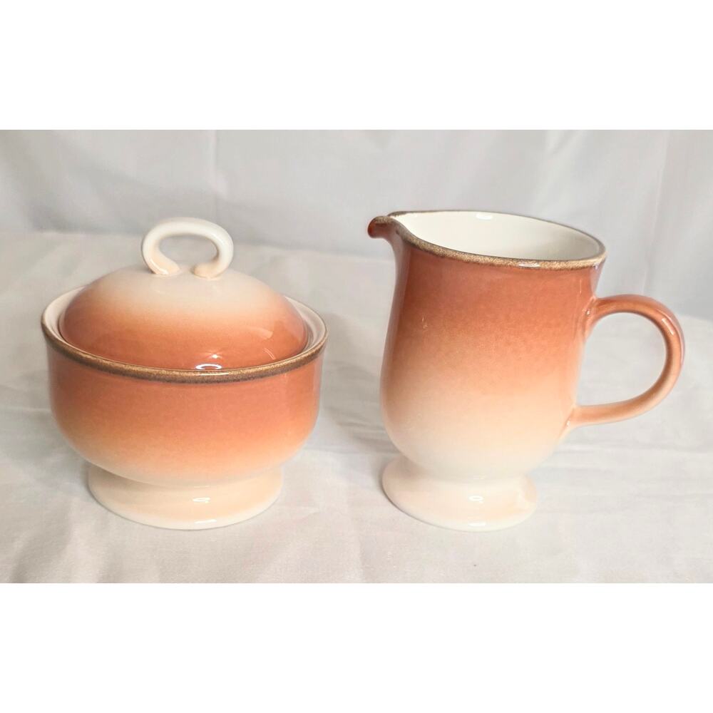 Mikasa Fashion Tones Covered Sugar Bowl Creamer Set Smoked Salmon Color